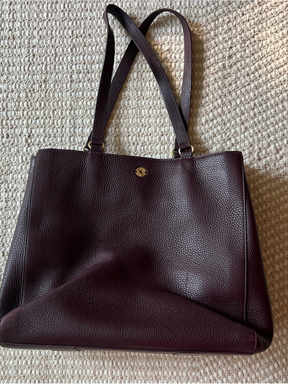 Dagne Dover Leather Tote in Deep Plum